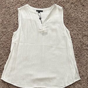 Adrianna Papell Ivory Sleeveless V-Notch Shimmer Camisole